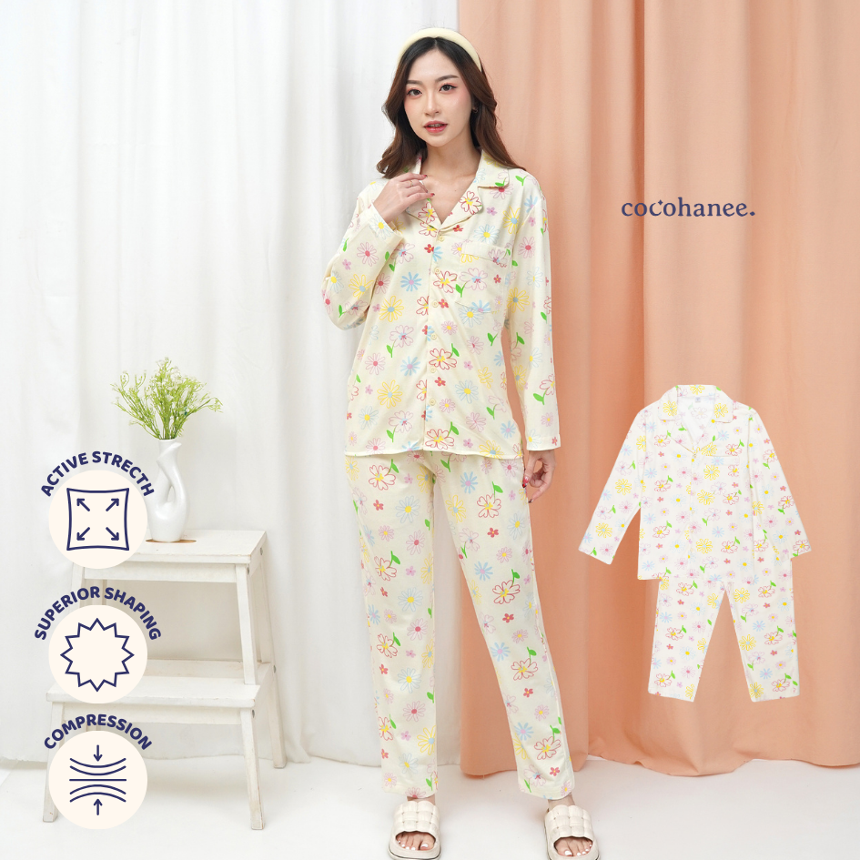 Blooming Flowers - Lune Button Long - Piyama Tidur Dewasa