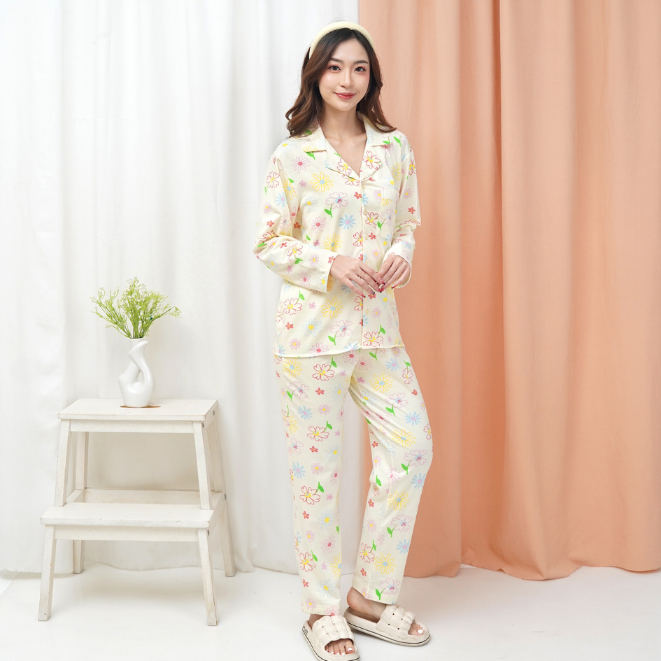 Blooming Flowers - Lune Button Long - Piyama Tidur Dewasa