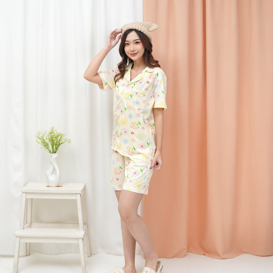 Blooming Flowers - Lune Button Short - Piyama Tidur Dewasa