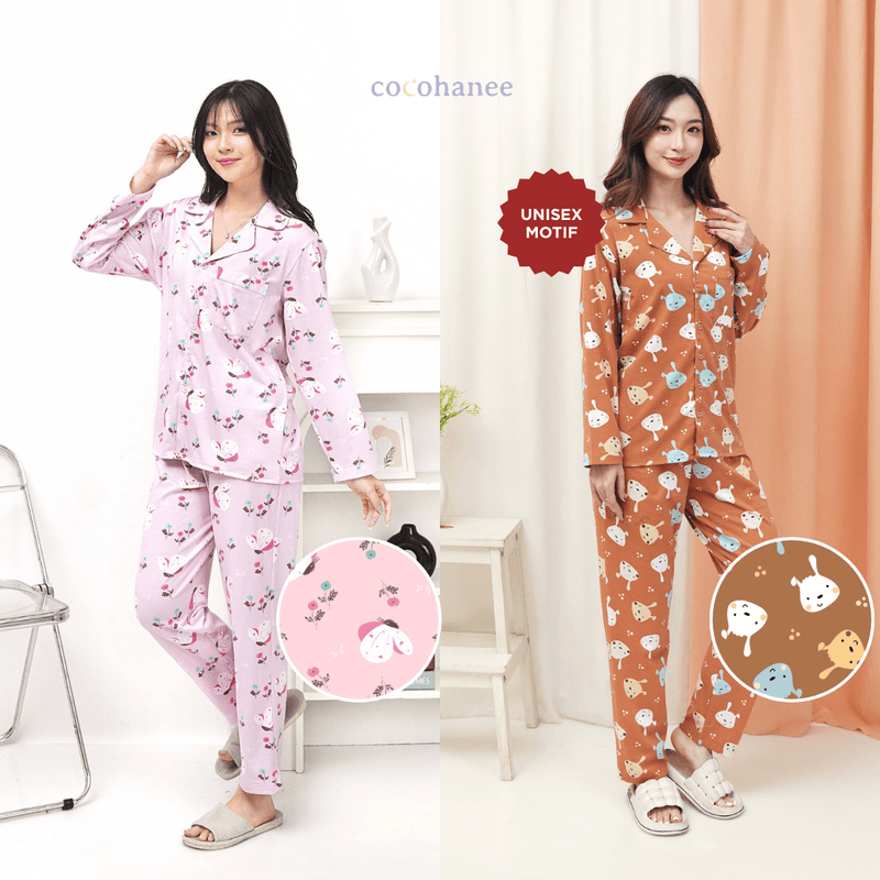 Bundle of 2 - Lune Button Long - Piyama Tidur Dewasa Dengan Kancing