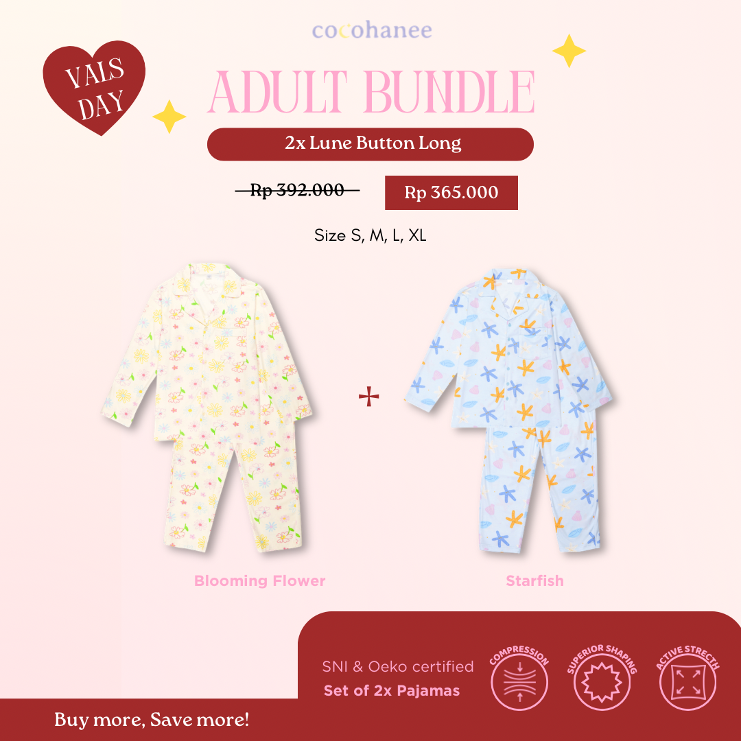 Bundle of 2 - Lune Button Long - Piyama Tidur Dewasa Dengan Kancing