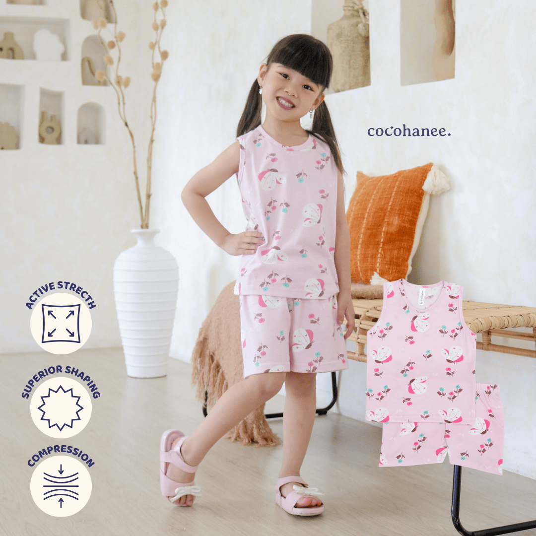 Cocohanee - Butterflies Sleeveless Set - Setelan Anak Tanpa Lengan
