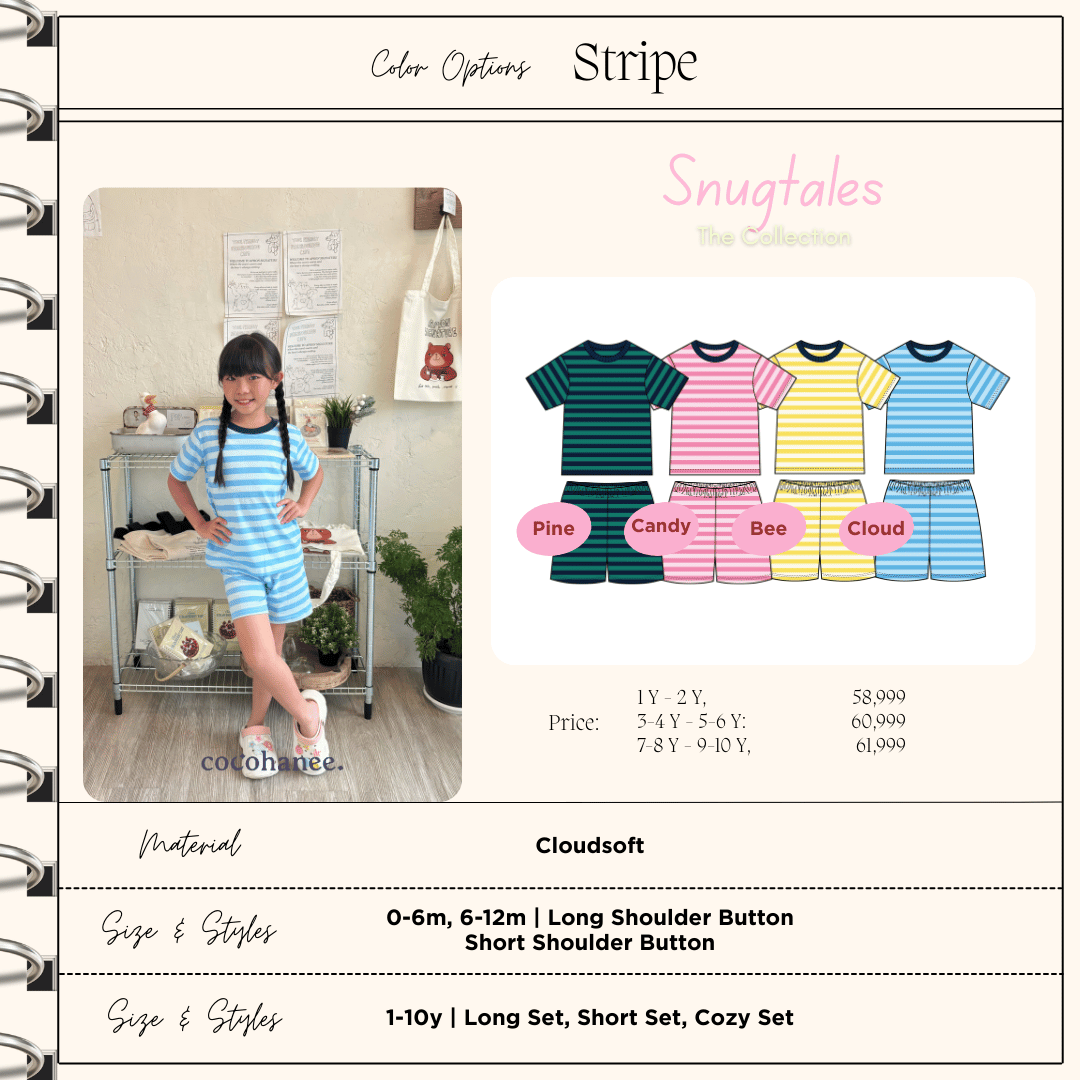Stripe Cloud - Short Pajamas - Piyama Tidur Motif Salur Anak