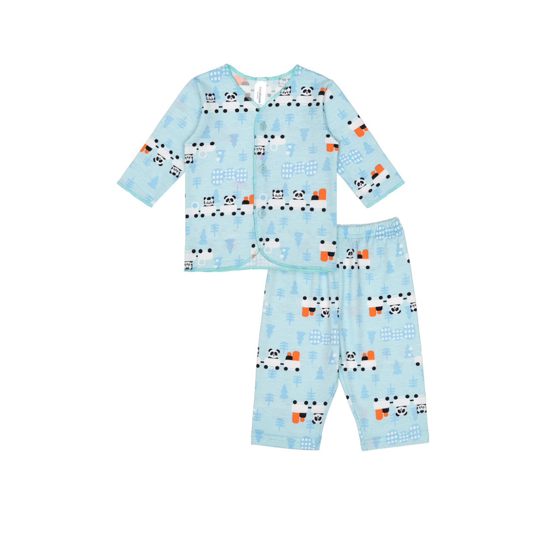 Cocohanee - Animal Train Baby Long Button Down Pajamas - Piyama Bayi dengan Kancing Depan