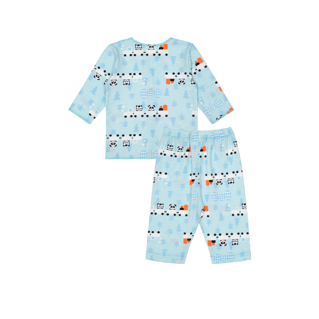 Cocohanee - Animal Train Baby Long Button Down Pajamas - Piyama Bayi dengan Kancing Depan