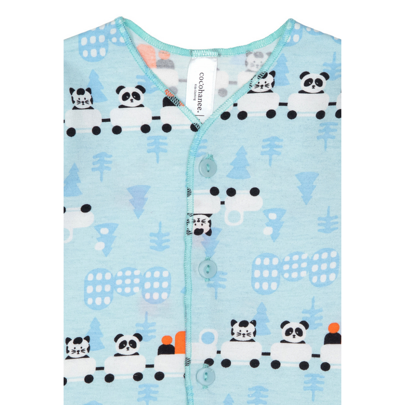 Cocohanee - Animal Train Baby Long Button Down Pajamas - Piyama Bayi dengan Kancing Depan