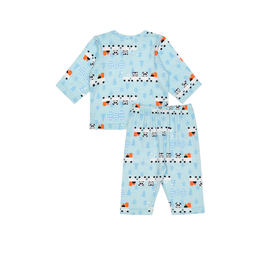 Cocohanee - Animal Train Baby Long Shoulder Button Pajamas - Piyama Bayi dengan Kancing di Bahu