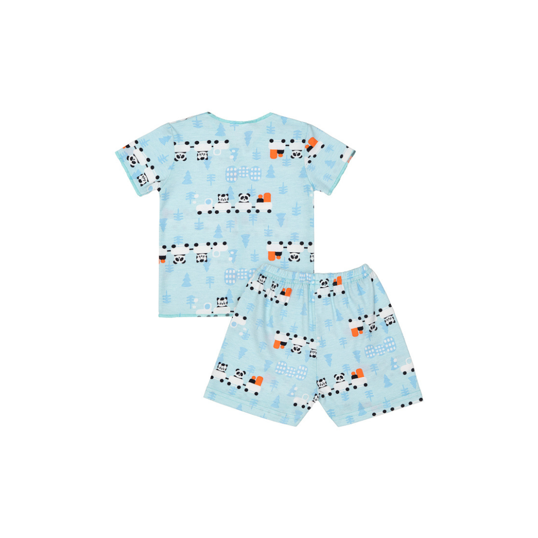 Cocohanee - Animal Train Baby Short Button Down Pajamas - Piyama Bayi dengan Kancing Depan
