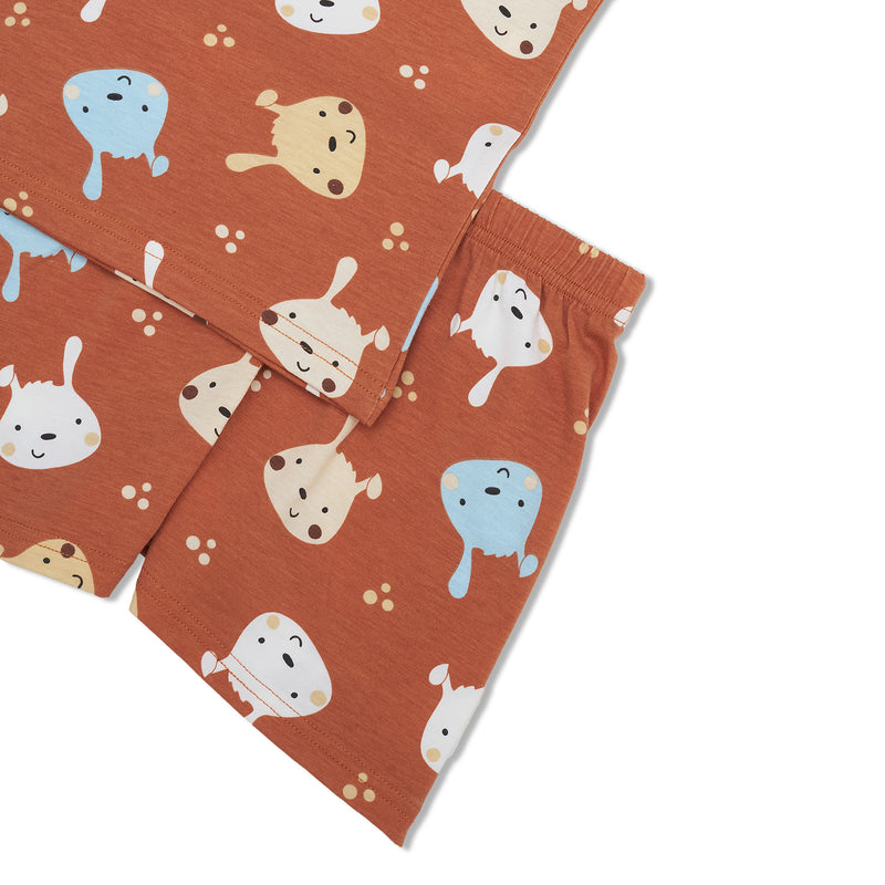 Cocohanee - Brown Puppies Sleeveless Set - Setelan Anak Tanpa Lengan