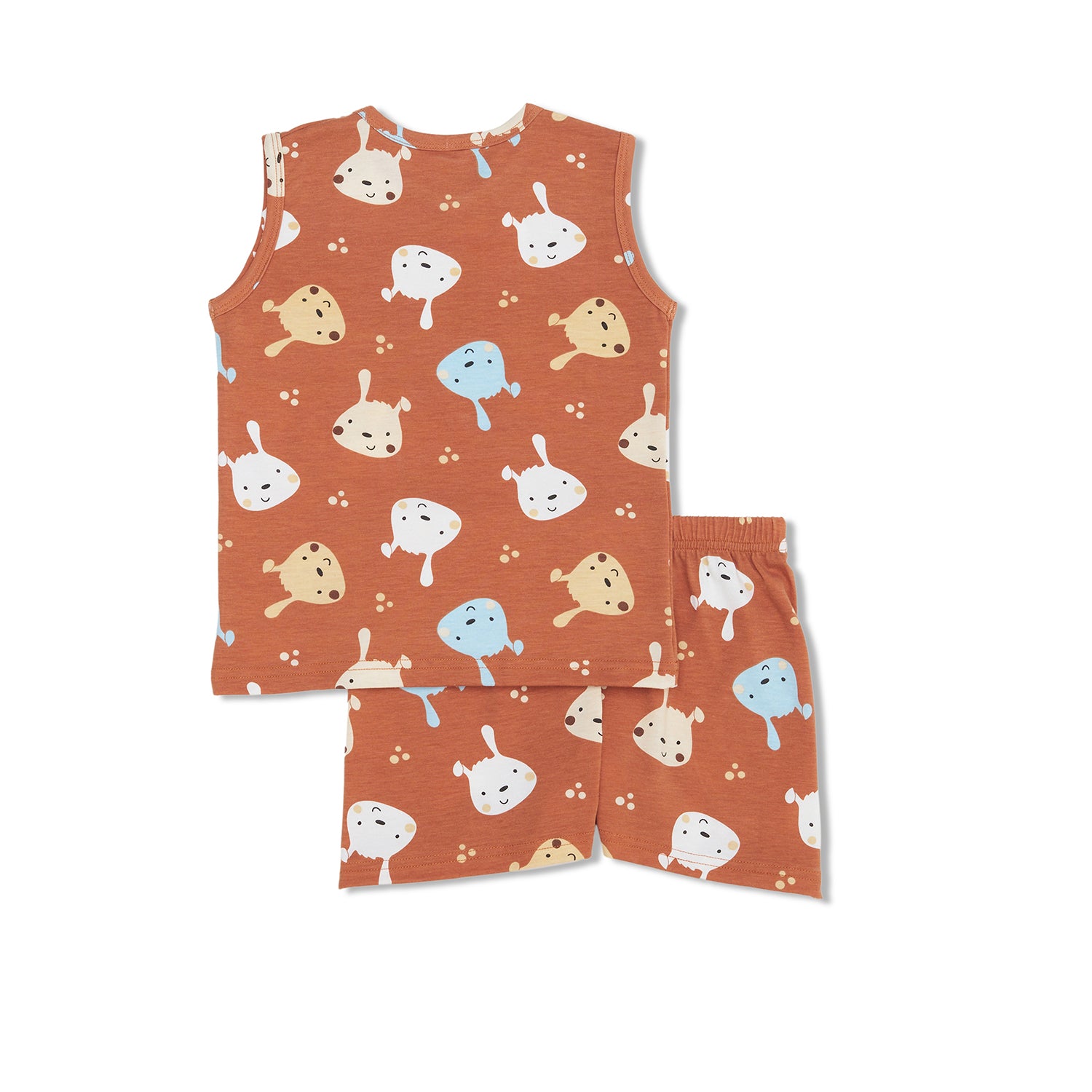 Cocohanee - Brown Puppies Sleeveless Set - Setelan Anak Tanpa Lengan