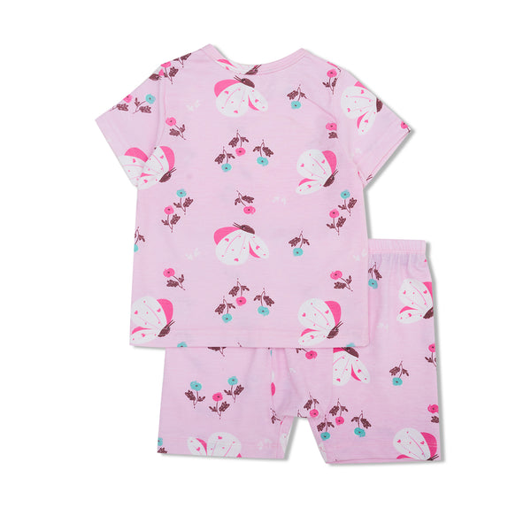 Cocohanee - Butterflies Baby Short Shoulder Button Pajamas - Piyama Bayi dengan Kancing di Bahu