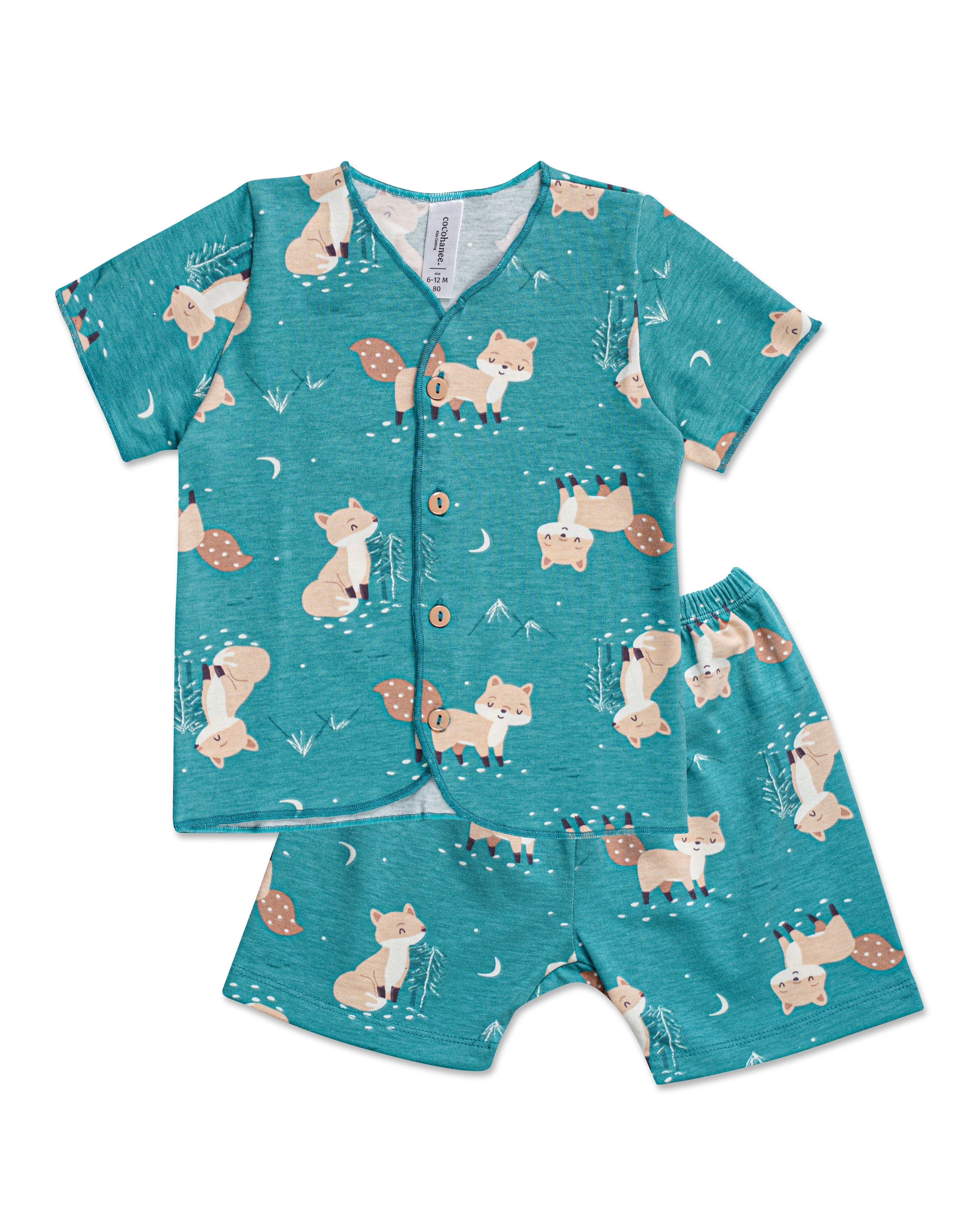 Cocohanee - Forest Night - Baby Short Button Down Pajamas - Piyama Bayi dengan Kancing Depan