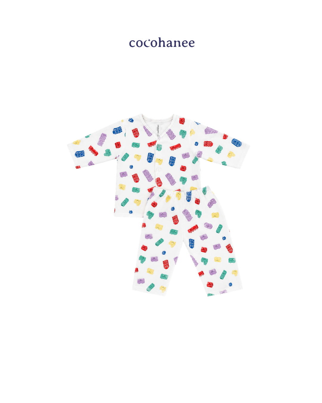 Cocohanee Wonderverse - Long Button Down Pajamas Block Buddies