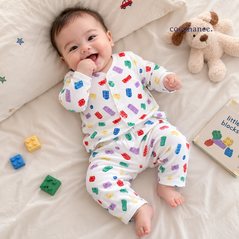 Cocohanee Wonderverse - Long Button Down Pajamas Block Buddies