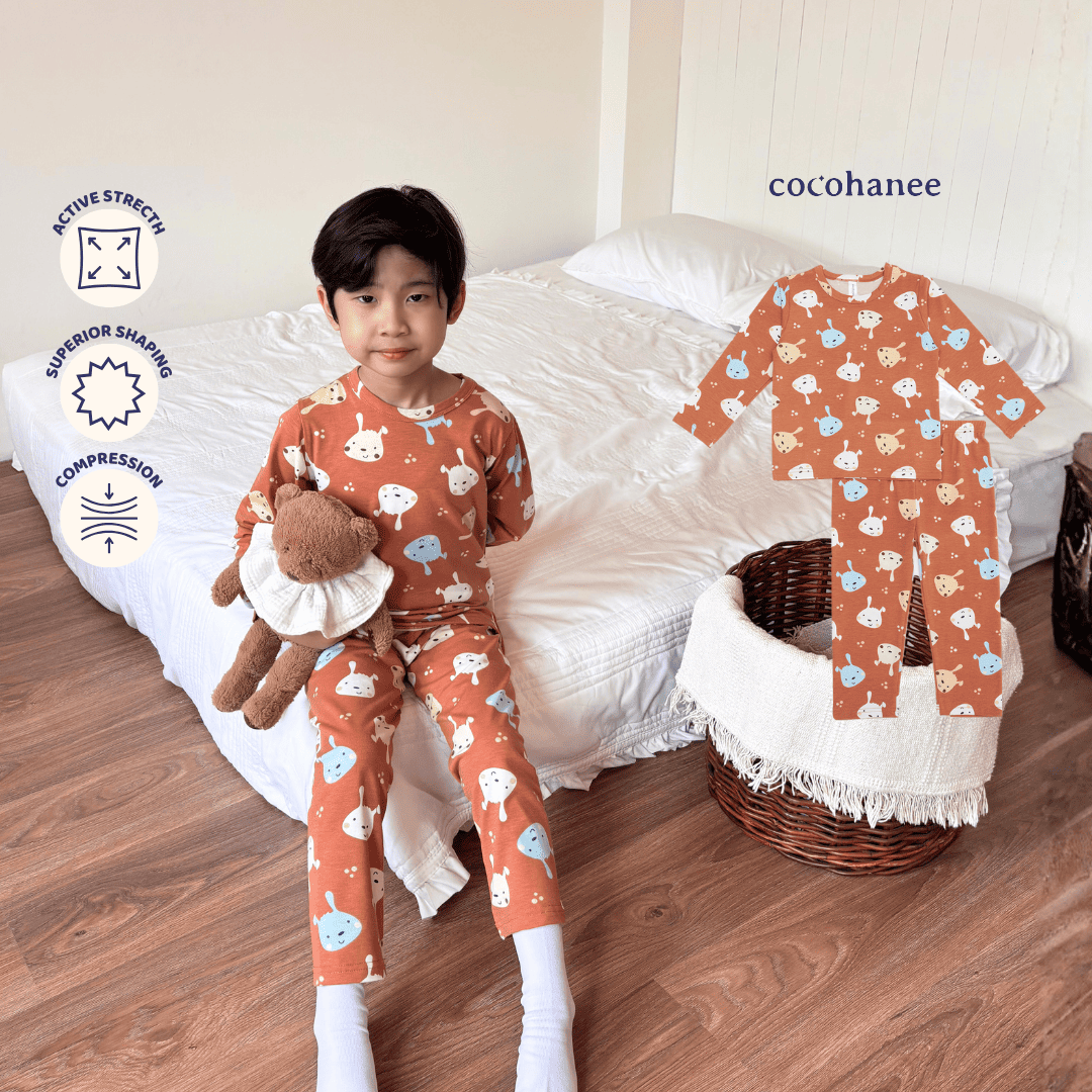Cocohanee - Brown Puppies Long Pajamas - Piyama Tidur Anak