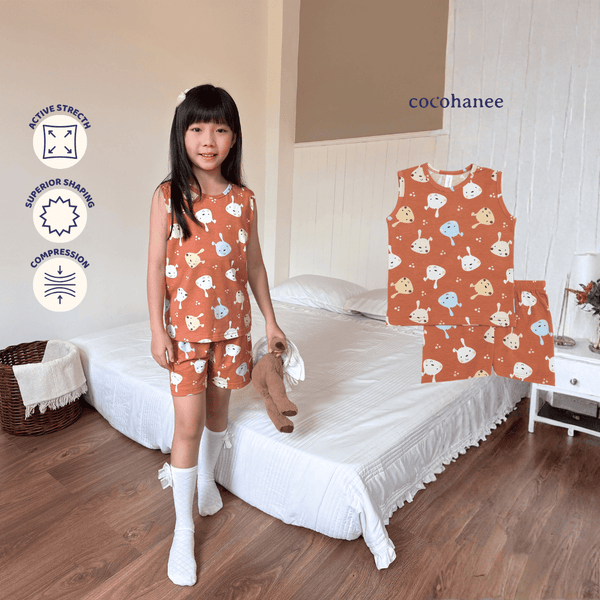 Cocohanee - Brown Puppies Sleeveless Set - Setelan Anak Tanpa Lengan
