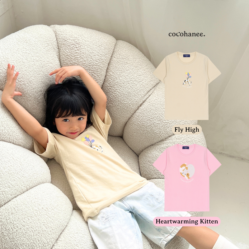 Cocohanee - Purrfect Cats Short T-Shirt - Kaos Lengan Pendek Anak - Atasan Lengan Pendek Anak