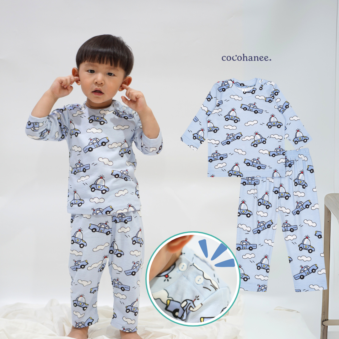 Cocohanee - Road To The Sky Shoulder Button Long Pajamas - Piyama Bayi dan Anak dengan Kancing di Bahu