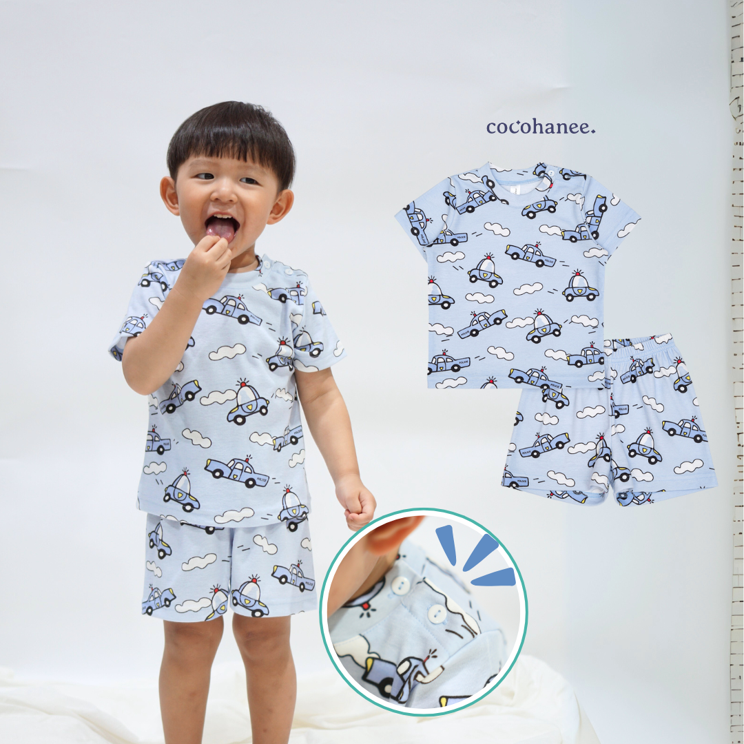 Cocohanee - Road To The Sky Shoulder Button Short Pajamas - Piyama Bayi dan Anak dengan Kancing di Bahu