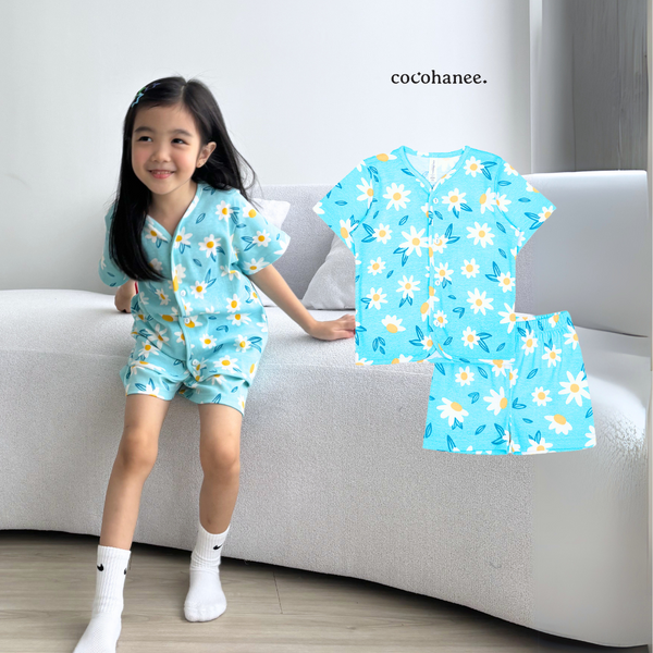 Cocohanee - Cosmos Field Button Down Short Pajamas - Piyama Bayi dan Anak dengan Kancing Depan