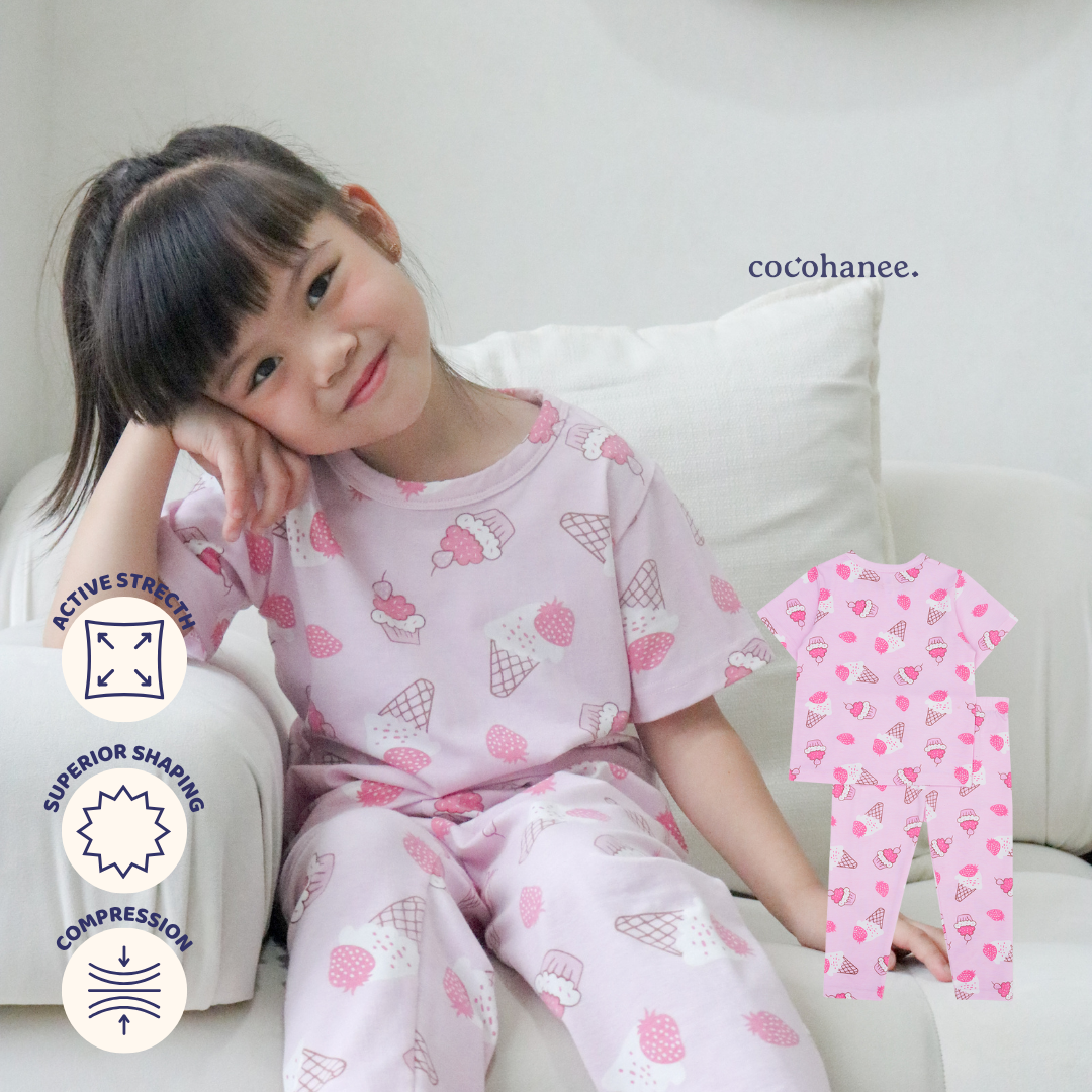 Cocohanee - Creamy Strawberry Cozy Pajamas - Piyama Tidur Anak