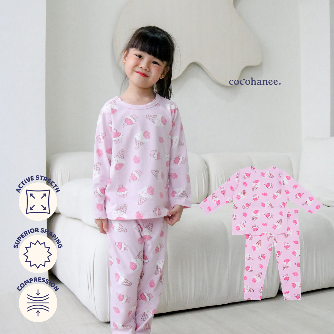 Cocohanee - Creamy Strawberry Long Pajamas - Piyama Tidur Anak