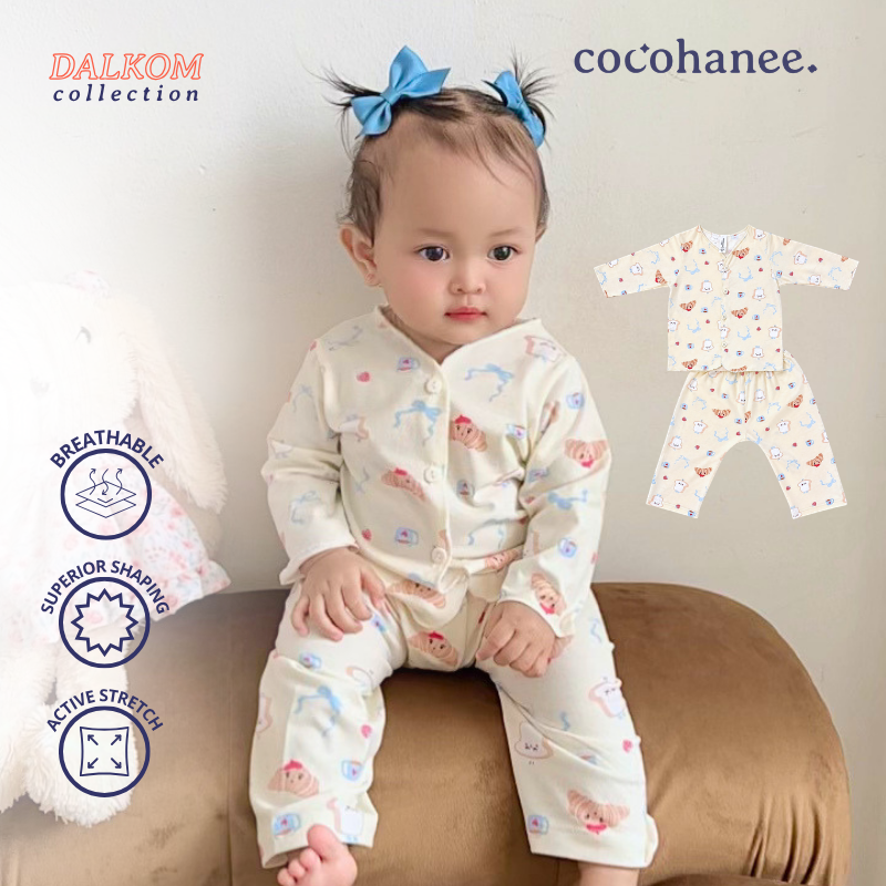 Croissant - Baby Long Button Down Pajamas - Piyama Bayi Motif