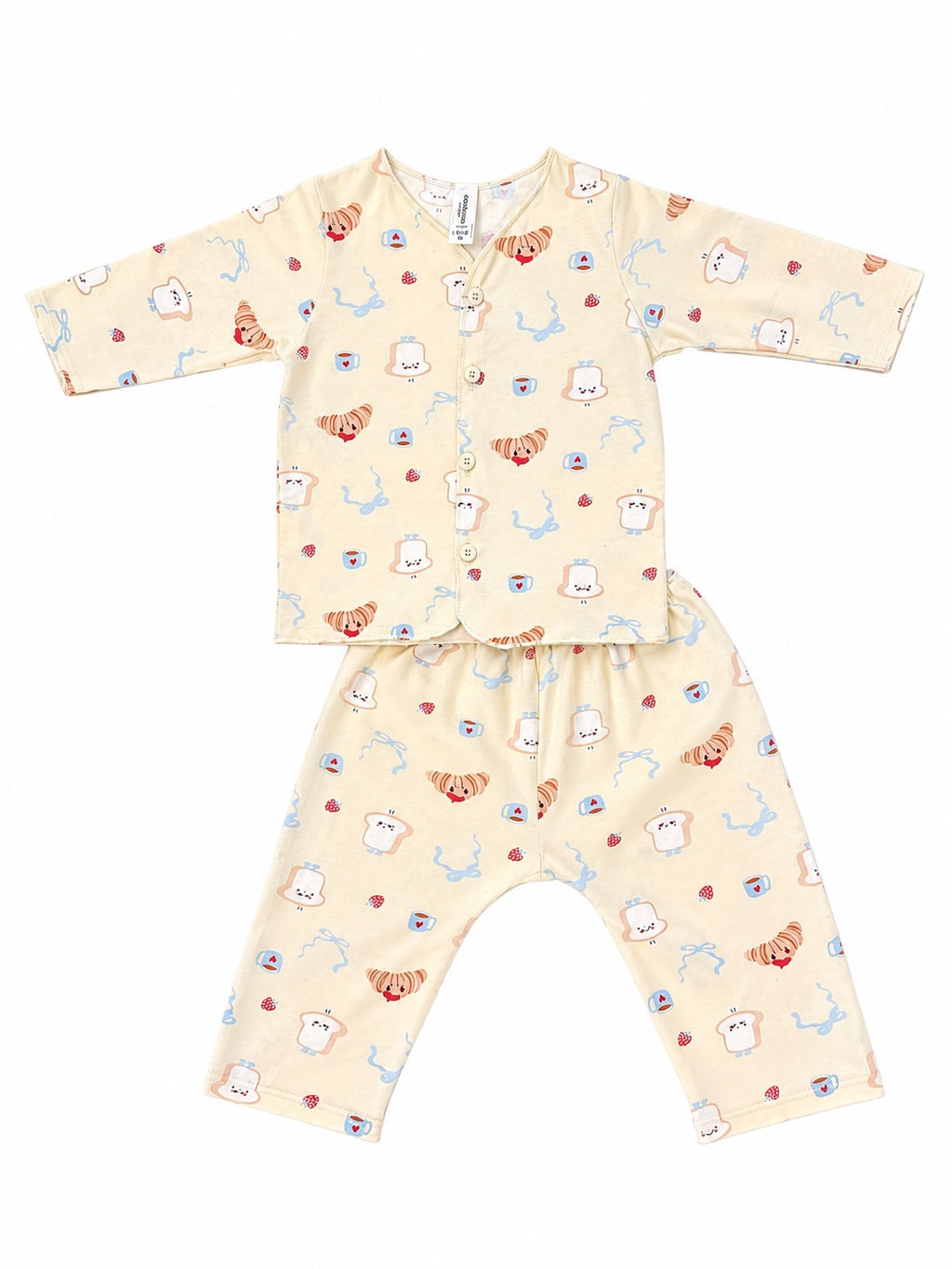 Croissant - Baby Long Button Down Pajamas - Piyama Bayi Motif