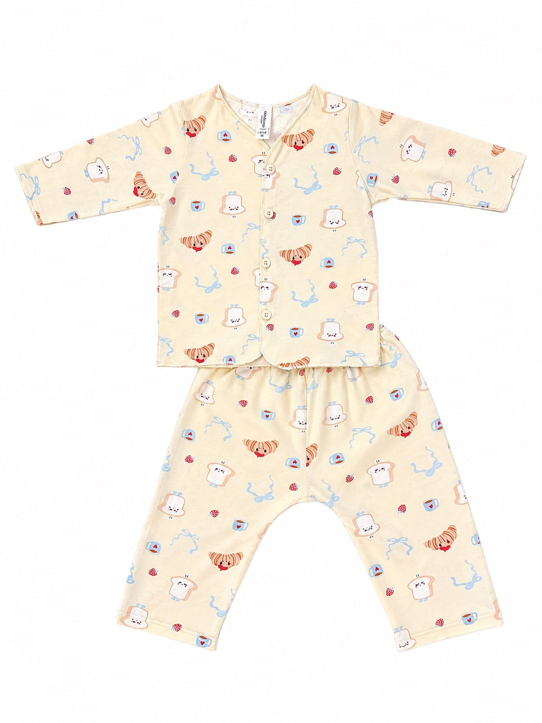 Croissant - Baby Long Button Down Pajamas - Piyama Bayi Motif