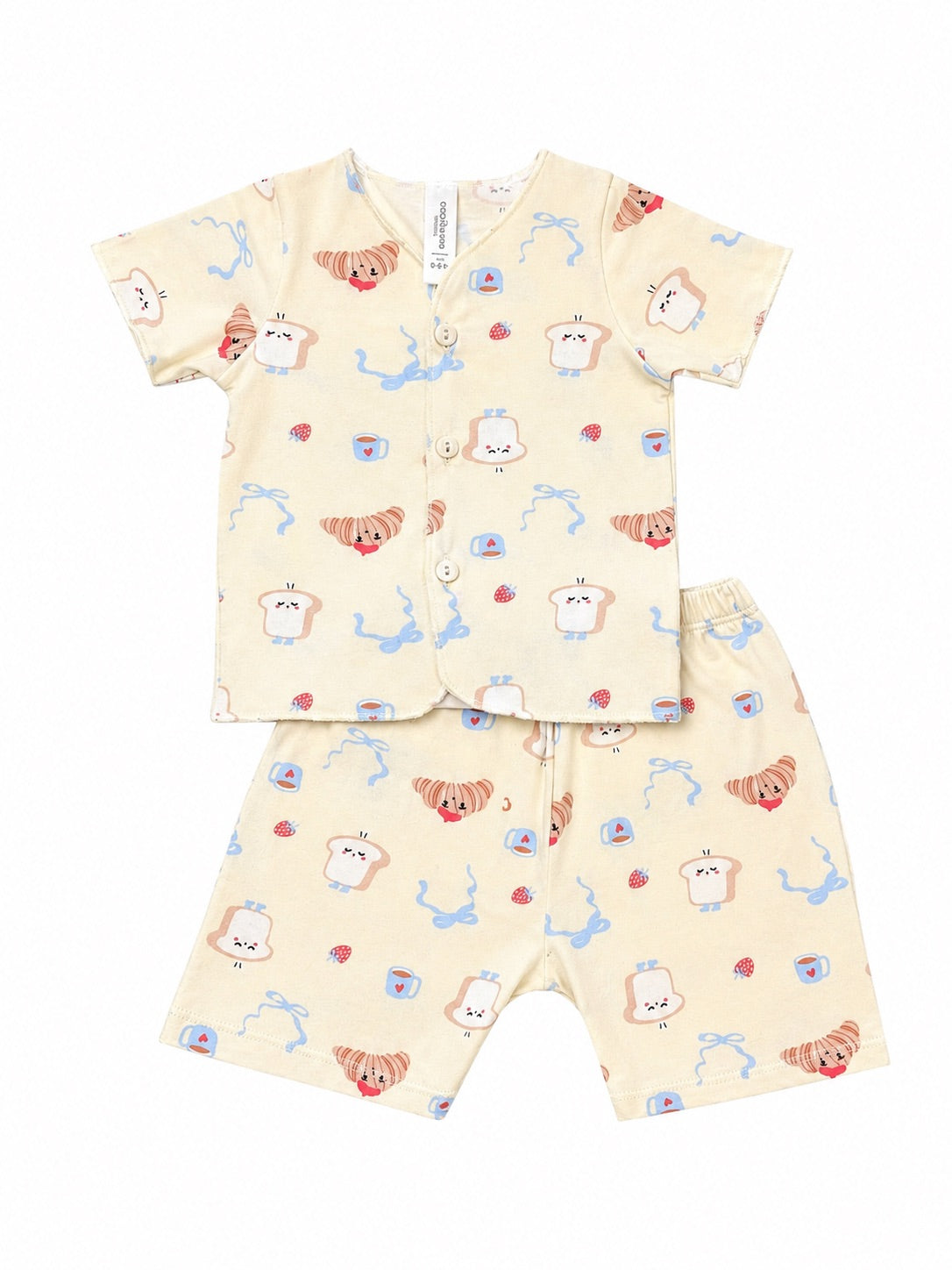 Croissant - Baby Short Button Down Pajamas - Piyama Bayi Motif