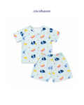 Cocohanee Wonderverse - Short Button Down Pajamas Fold Friends