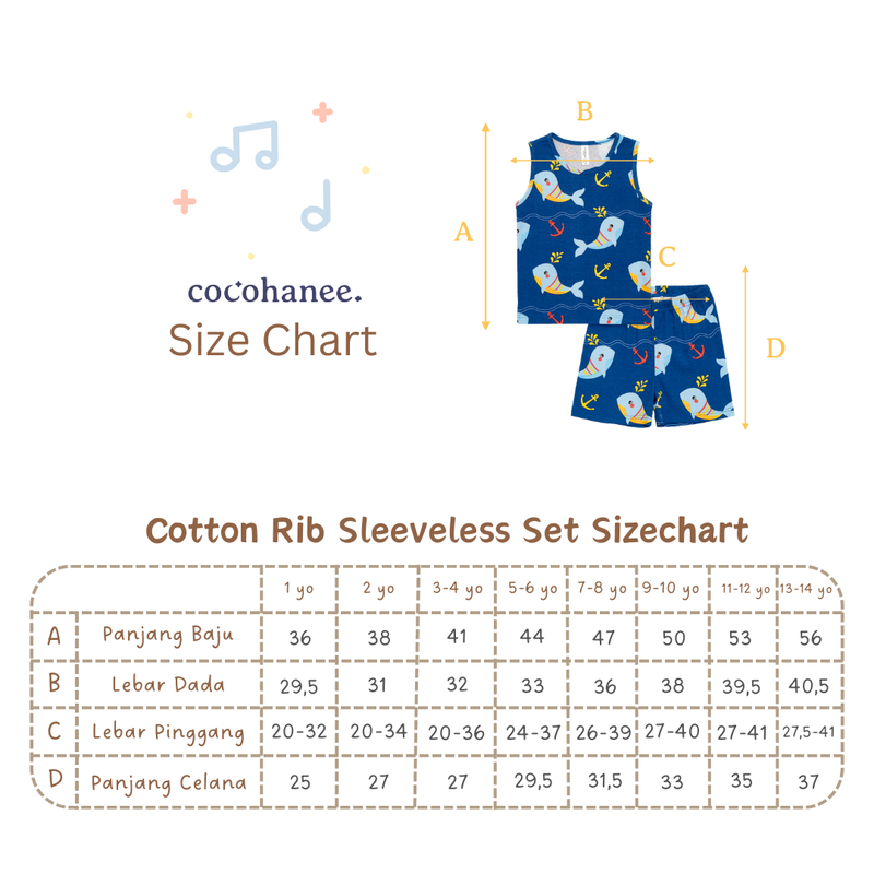 Cocohanee - Shark Anchor Sleeveless Set - Setelan Anak Tanpa Lengan