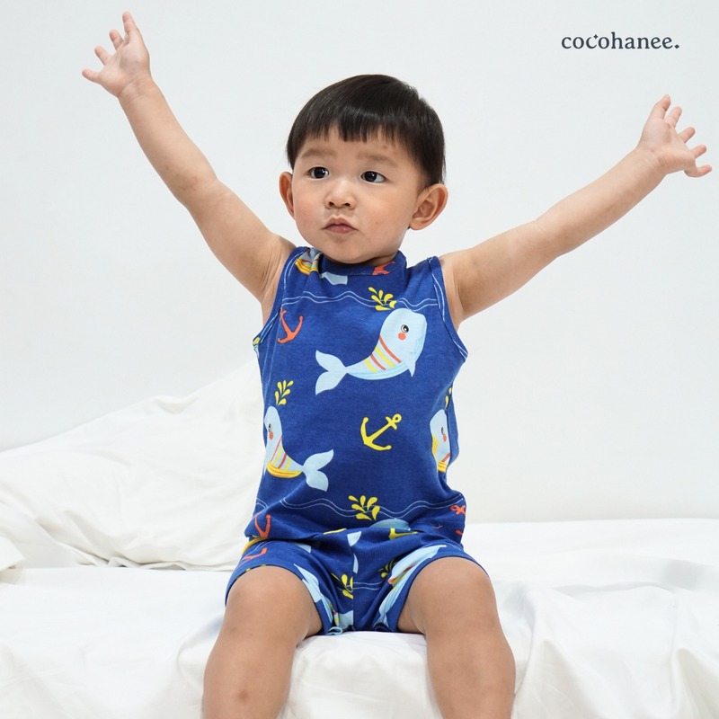 Cocohanee - Shark Anchor Sleeveless Set - Setelan Anak Tanpa Lengan