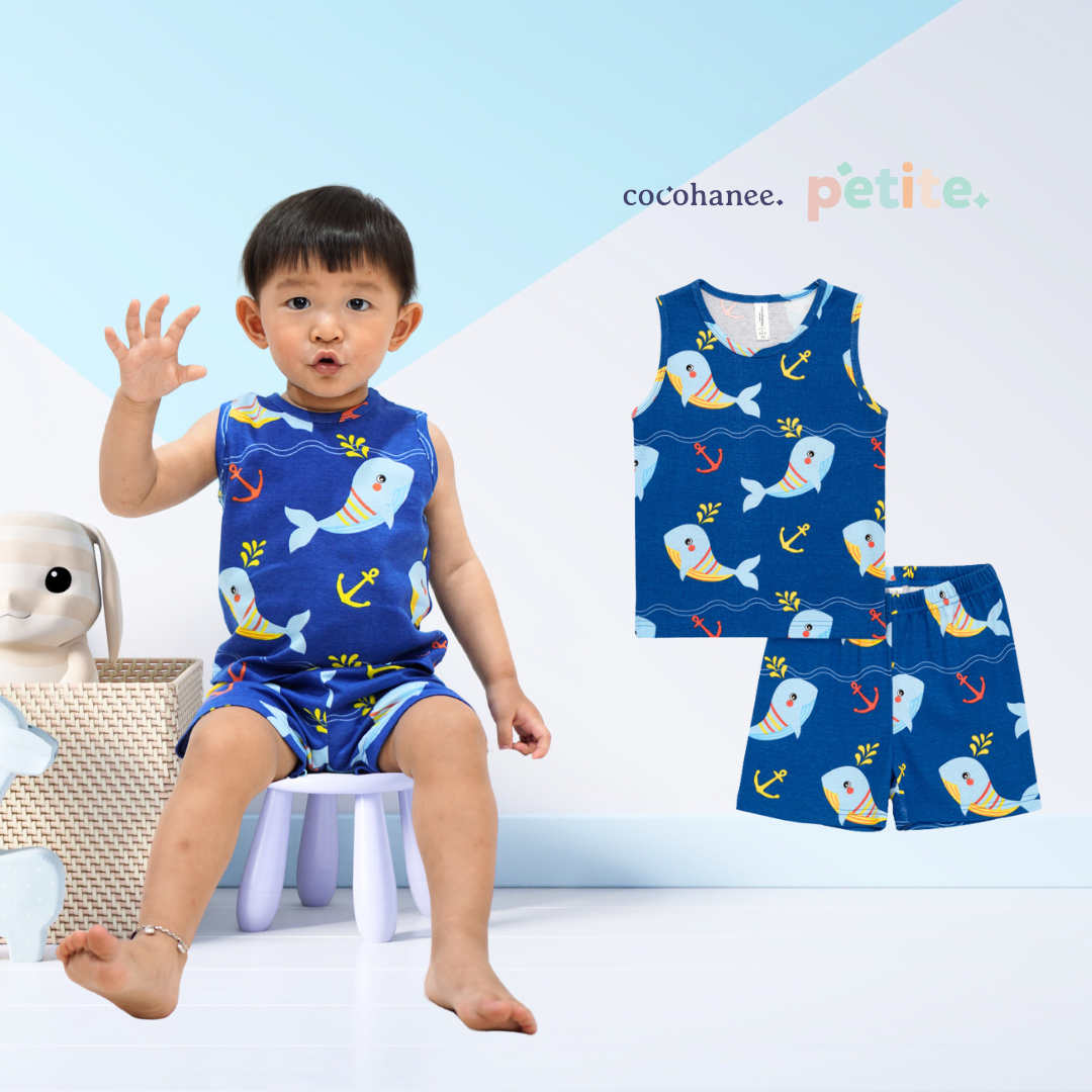 Cocohanee - Shark Anchor Sleeveless Set - Setelan Anak Tanpa Lengan