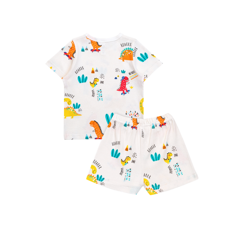 Cocohanee - Orange Dino Baby Short Pajamas - Piyama Tidur Bayi