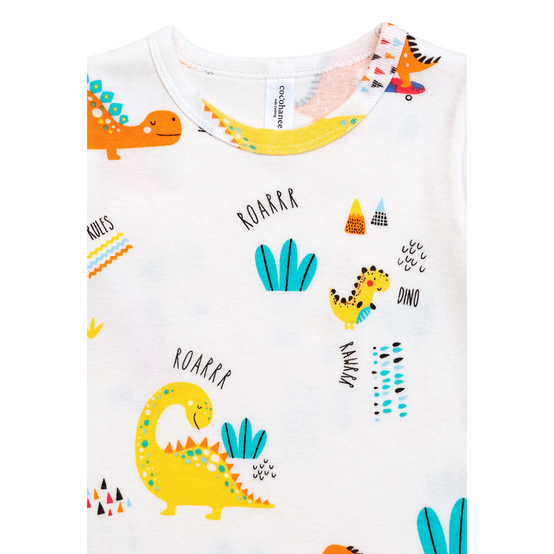 Cocohanee - Orange Dino Baby Short Pajamas - Piyama Tidur Bayi