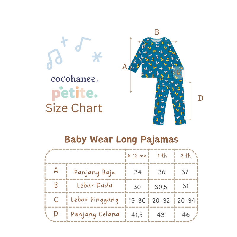 Cocohanee - Orange Dino Baby Long Pajamas - Piyama Tidur Bayi