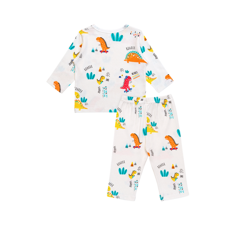 Cocohanee - Orange Dino Baby Long Pajamas - Piyama Tidur Bayi