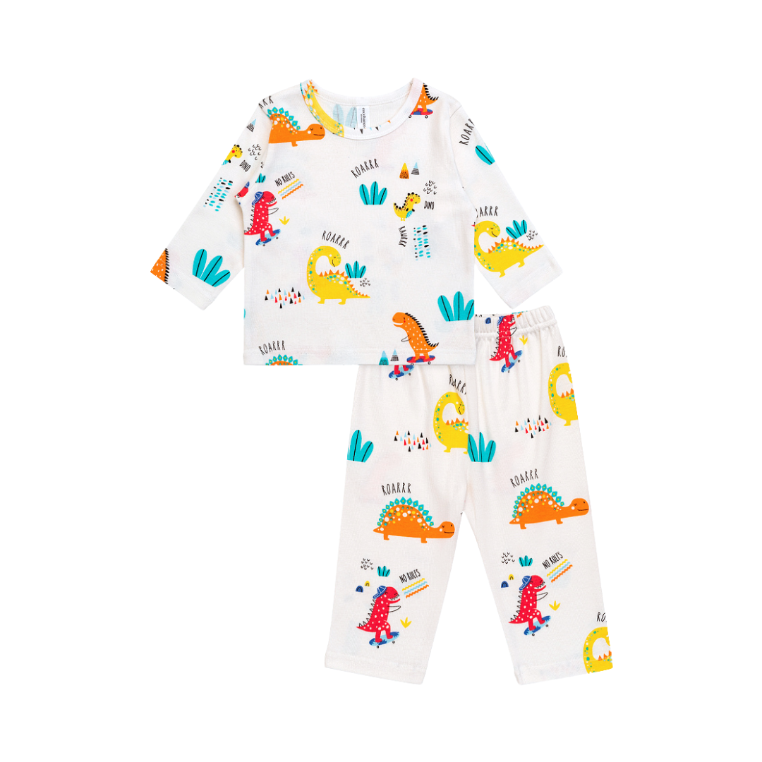 Cocohanee - Orange Dino Baby Long Pajamas - Piyama Tidur Bayi