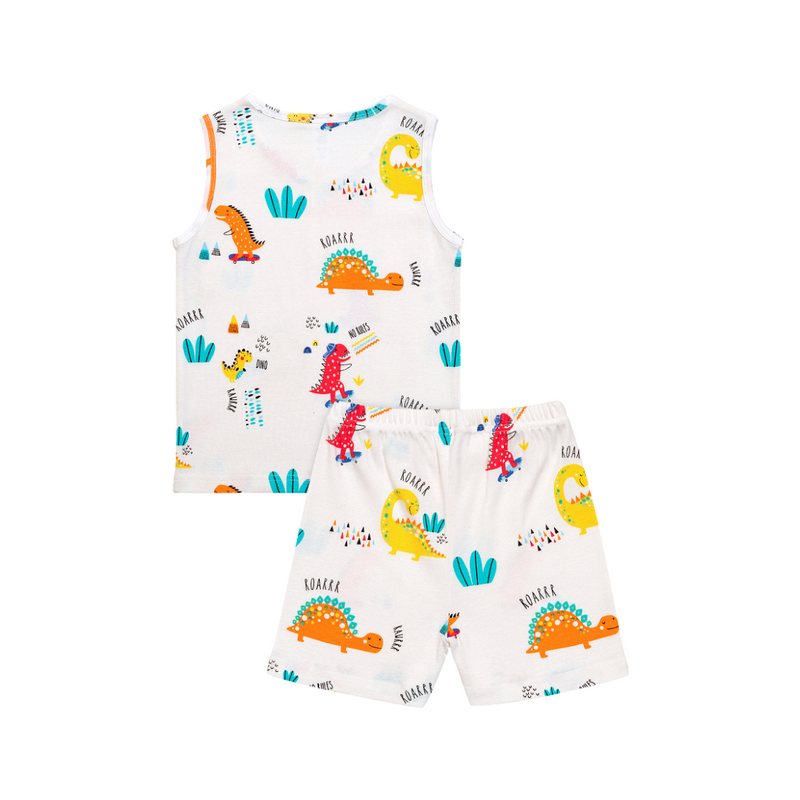 Cocohanee - Orange Dino Sleeveless Set - Setelan Anak Tanpa Lengan