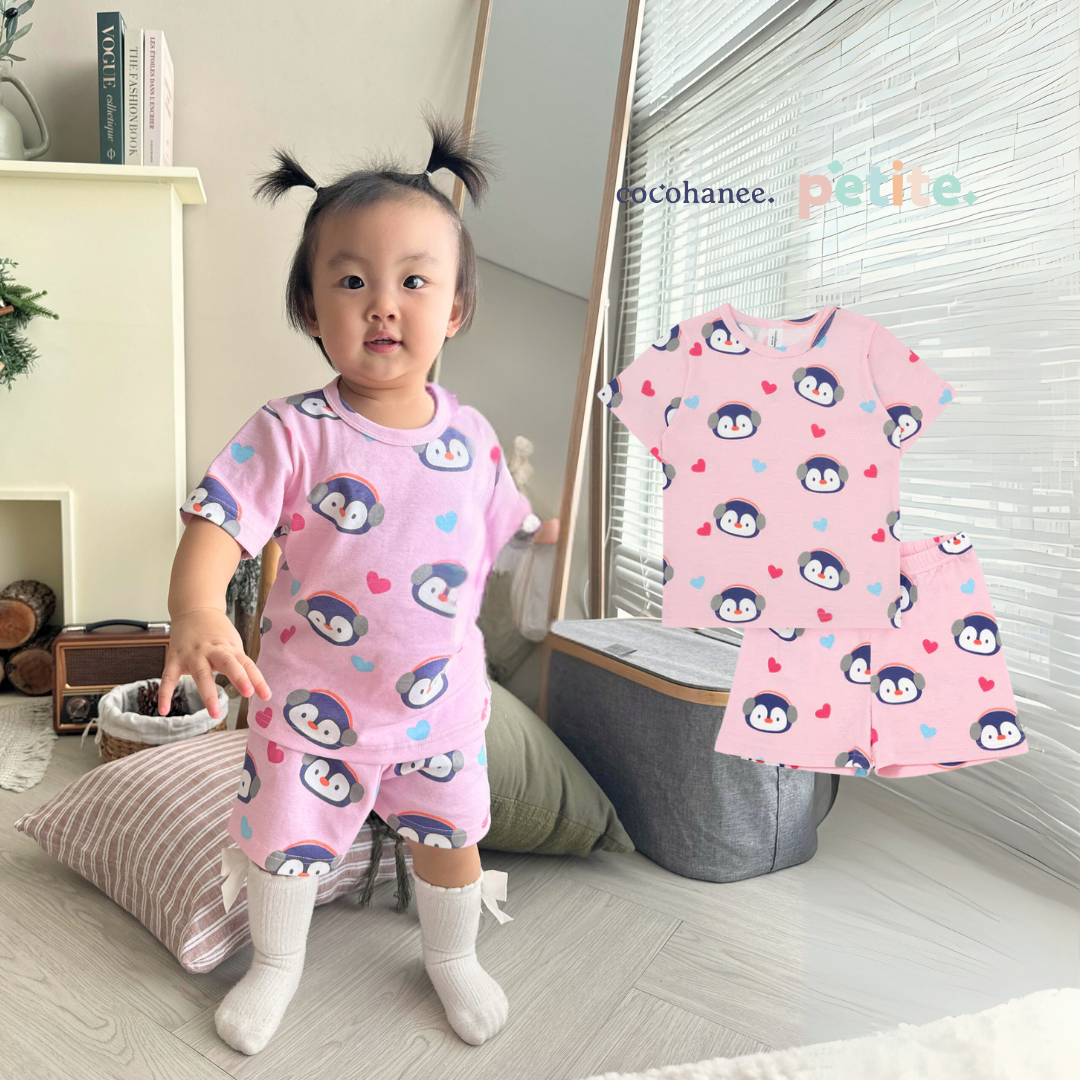 Cocohanee - Penguin in Love Baby Short Pajamas - Piyama Tidur Bayi