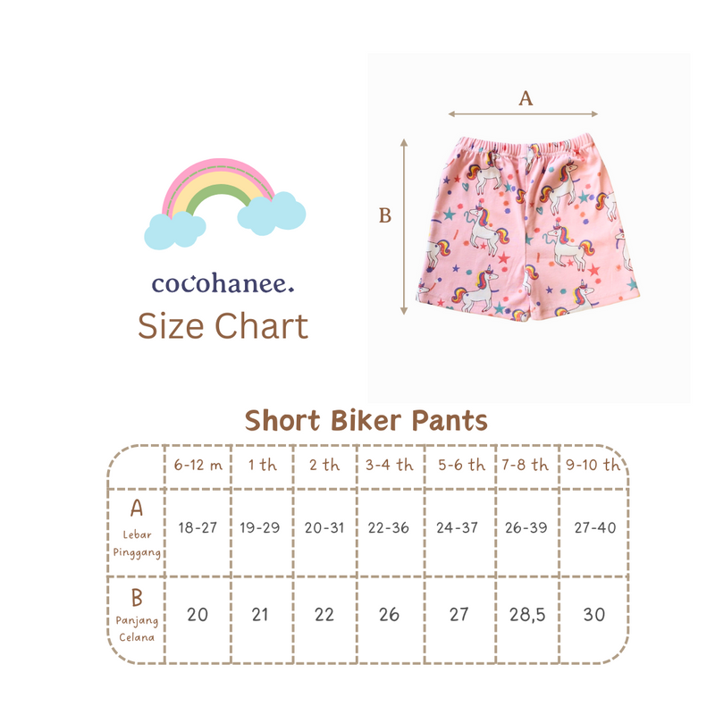 Cocohanee - Dreamland Biker Short Motif - Celana Legging Pendek Anak