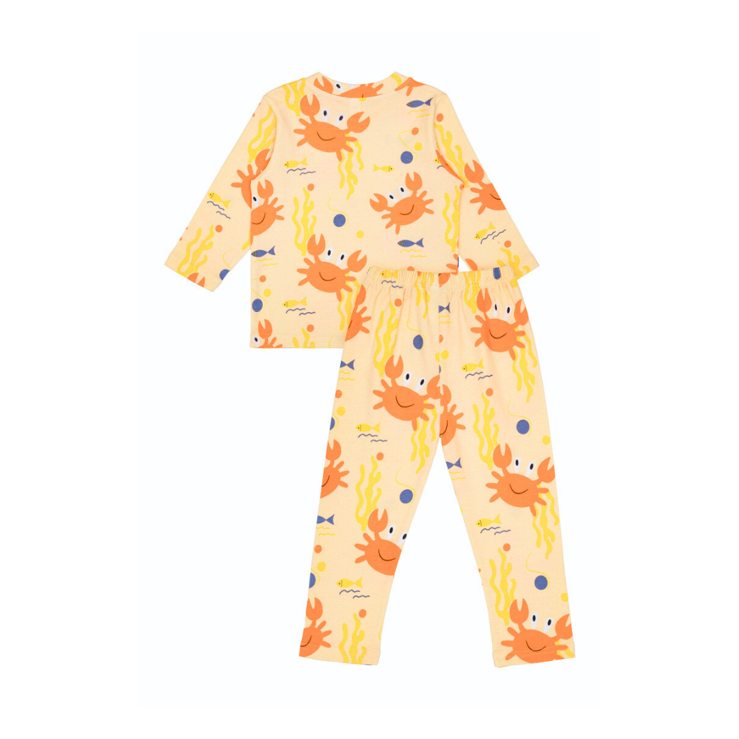 Cocohanee - Mr Craby Shoulder Button Long Pajamas - Piyama Bayi dan Anak dengan Kancing di Bahu