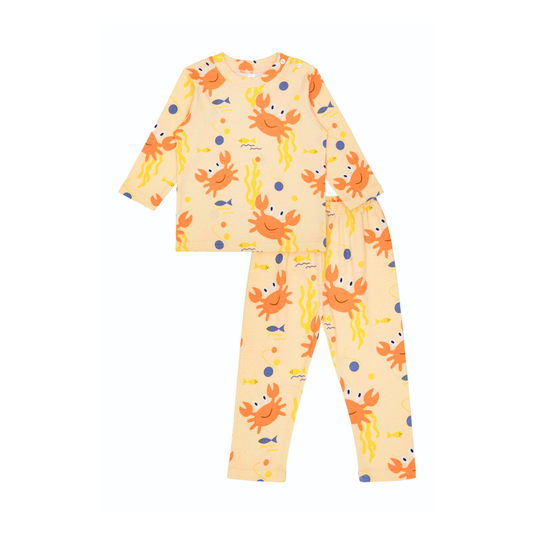 Cocohanee - Mr Craby Shoulder Button Long Pajamas - Piyama Bayi dan Anak dengan Kancing di Bahu