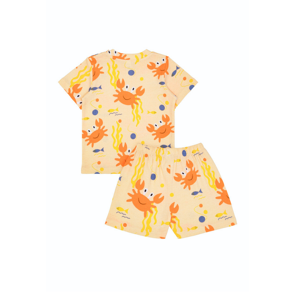 Cocohanee - Mr Craby Shoulder Button Short Pajamas - Piyama Bayi dan Anak dengan Kancing di Bahu
