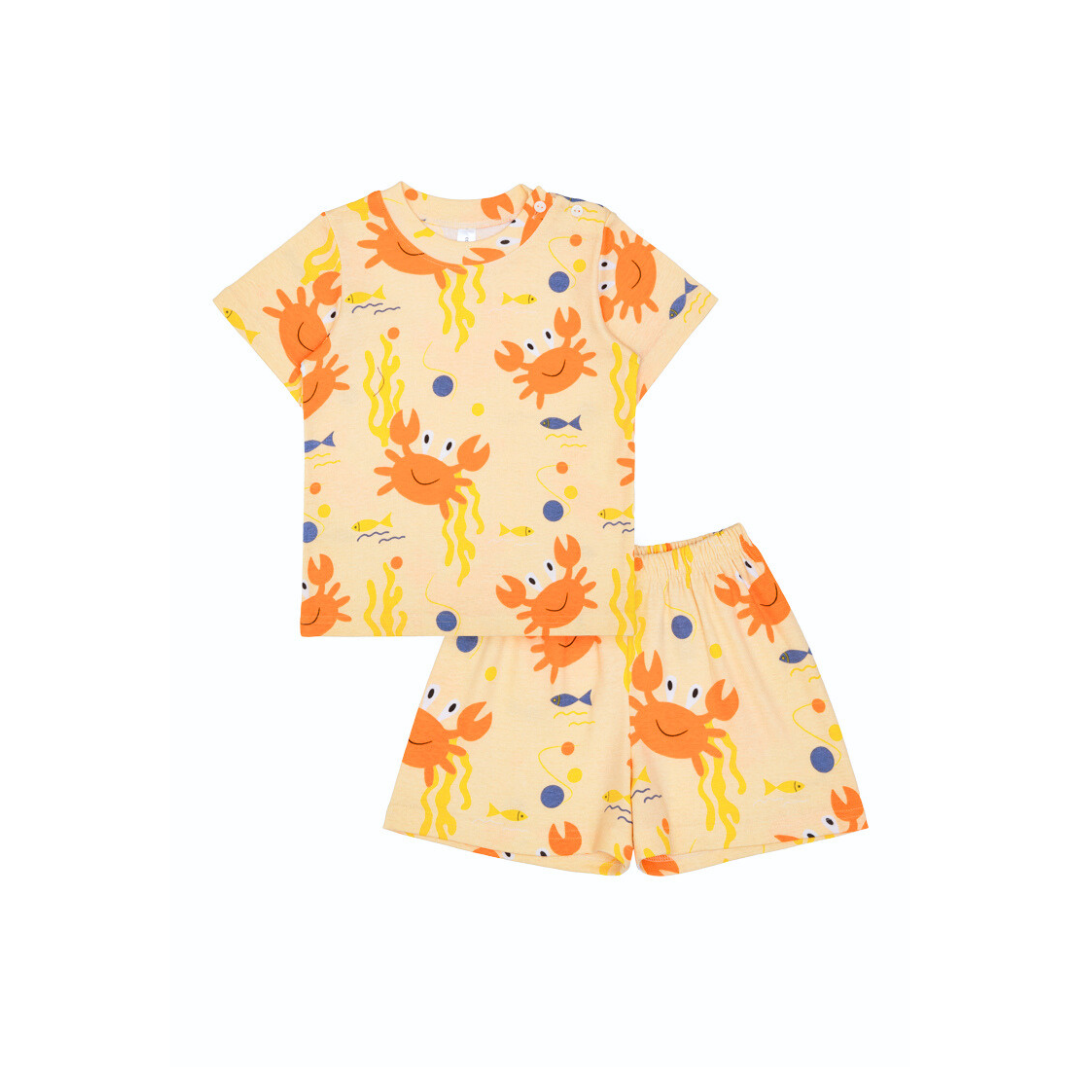 Cocohanee - Mr Craby Shoulder Button Short Pajamas - Piyama Bayi dan Anak dengan Kancing di Bahu