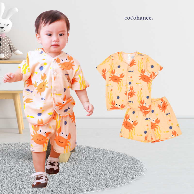 Cocohanee - Mr Craby Button Down Short Pajamas - Piyama Bayi dan Anak dengan Kancing Depan