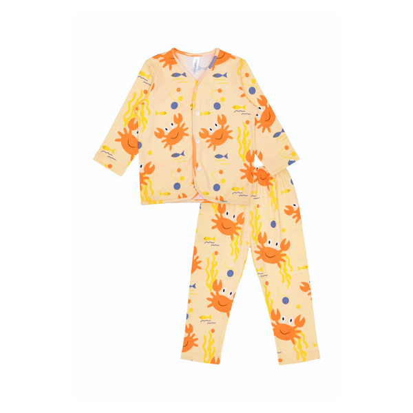 Cocohanee - Mr Craby Button Down Long Pajamas - Piyama Bayi dan Anak dengan Kancing Depan