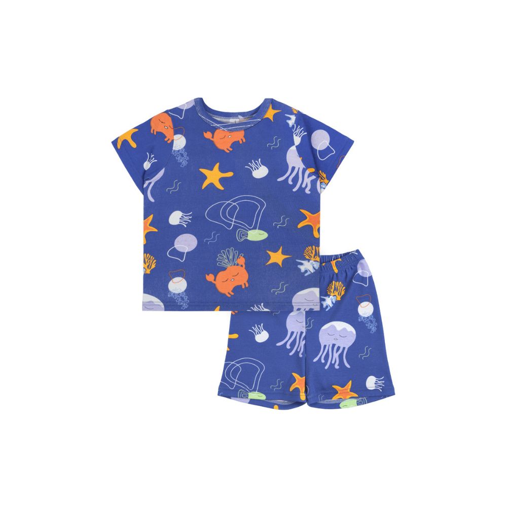 Cocohanee - Marine Blue Baby Short Pajamas - Piyama Tidur Bayi