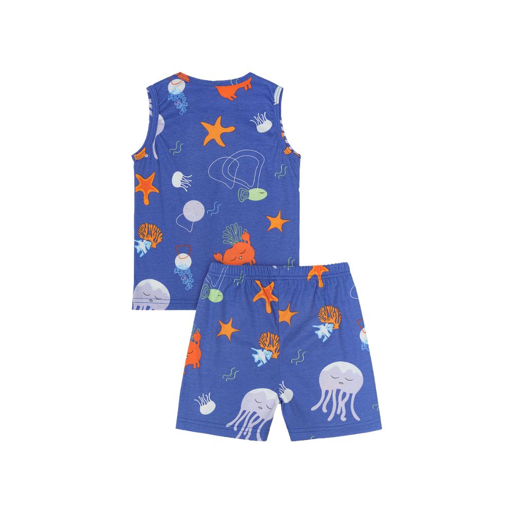 Cocohanee - Marine Blue Sleeveless Set - Setelan Anak Tanpa Lengan